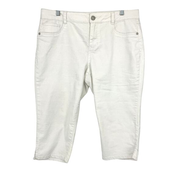 d.Jeans Capri Pants Womens Size 14 White Stretch Denim Mid Rise - Picture 1 of 5